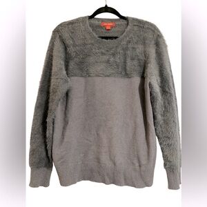Joe Fresh Grey Gray Sweater Size XL Fluffy Faux Fur Top Soft Two Toned
